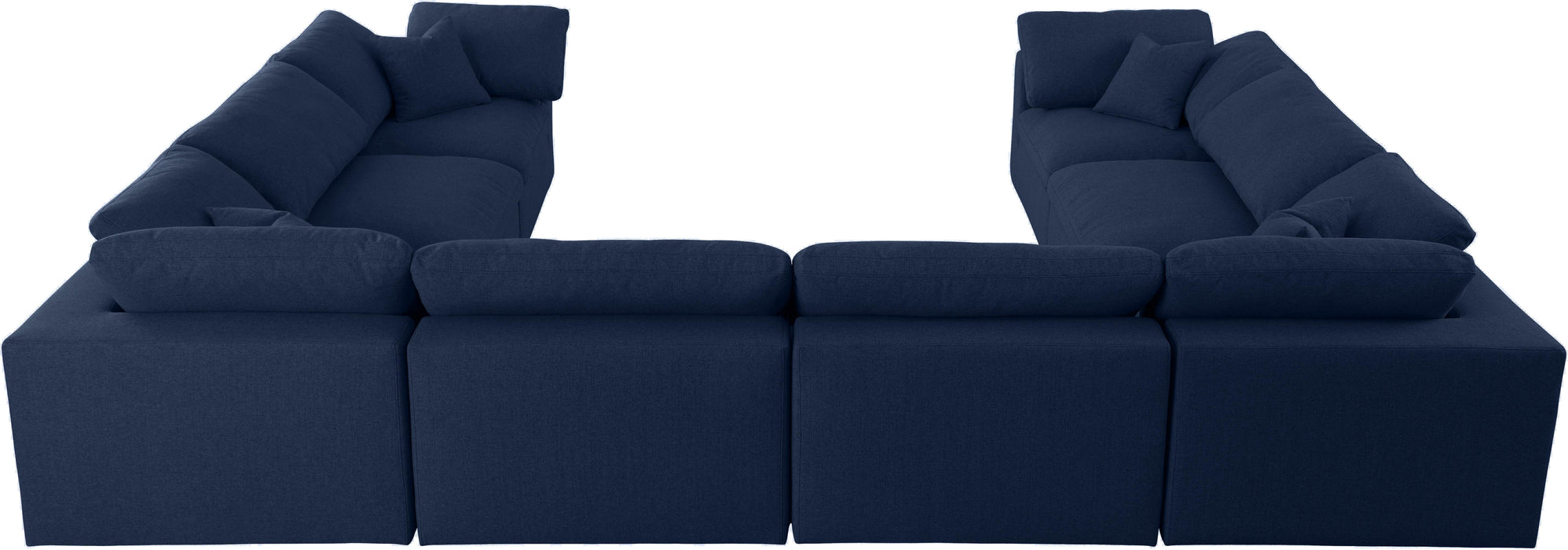 Serene Navy Linen Fabric Deluxe Cloud Modular Sectional