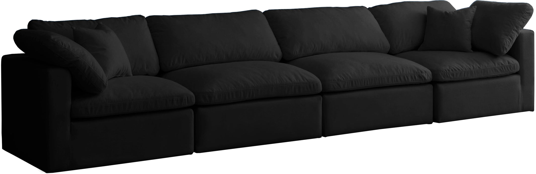 Plush Black Velvet Standard Cloud Modular Sofa