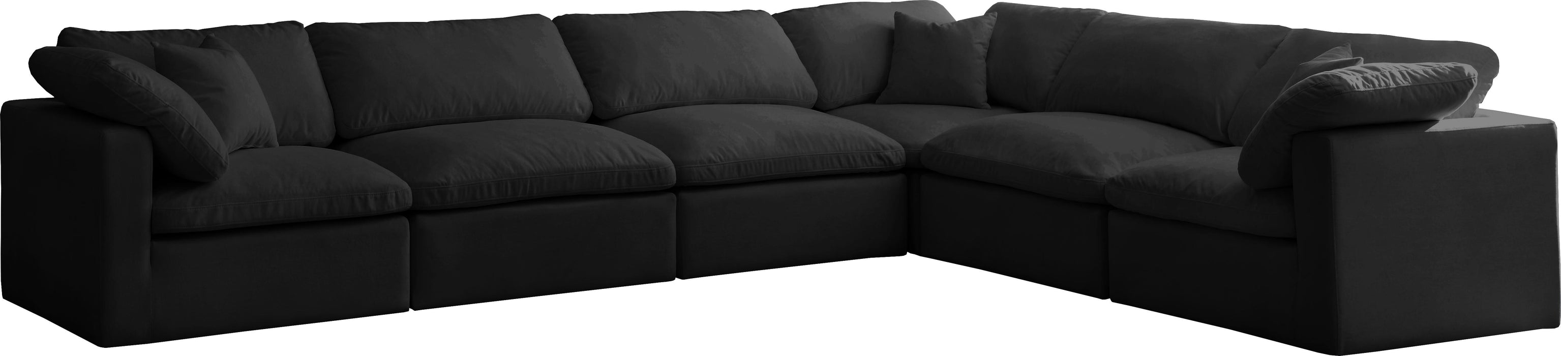 Plush Black Velvet Standard Cloud Modular Sectional