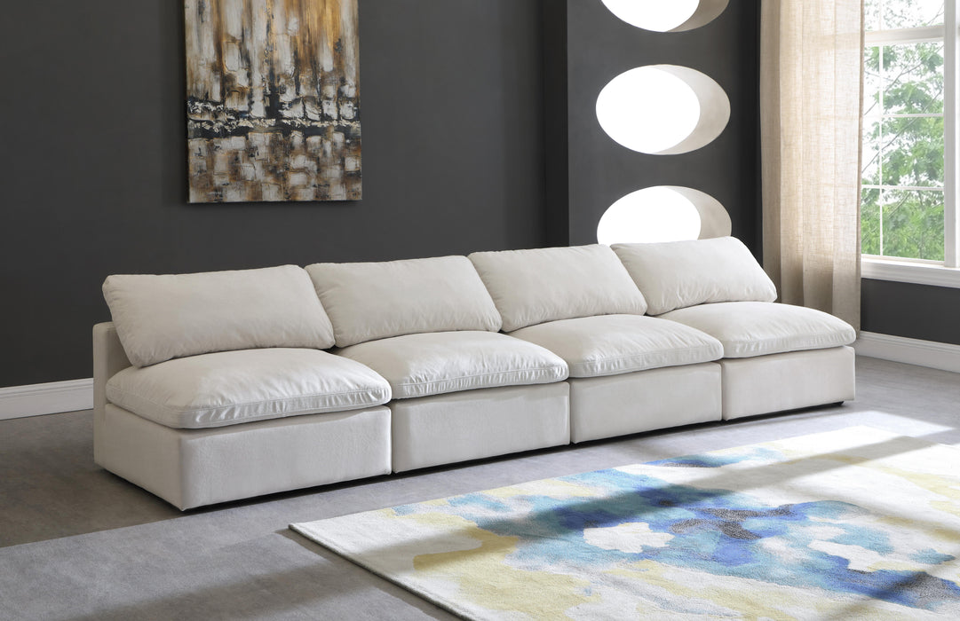 Plush Cream Velvet Standard Cloud Modular Sofa