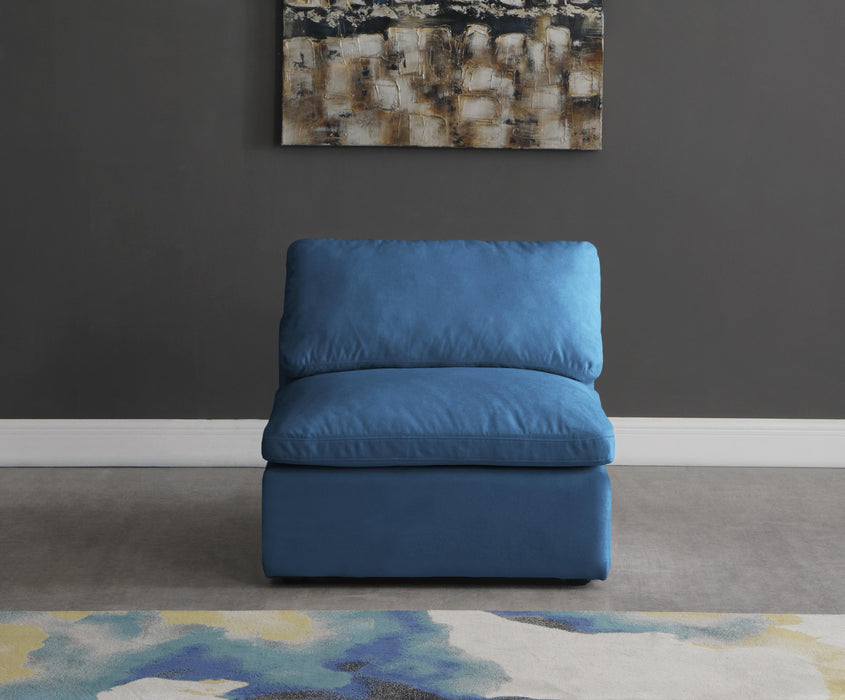 Plush Navy Velvet Standard Cloud Modular Armless Chair