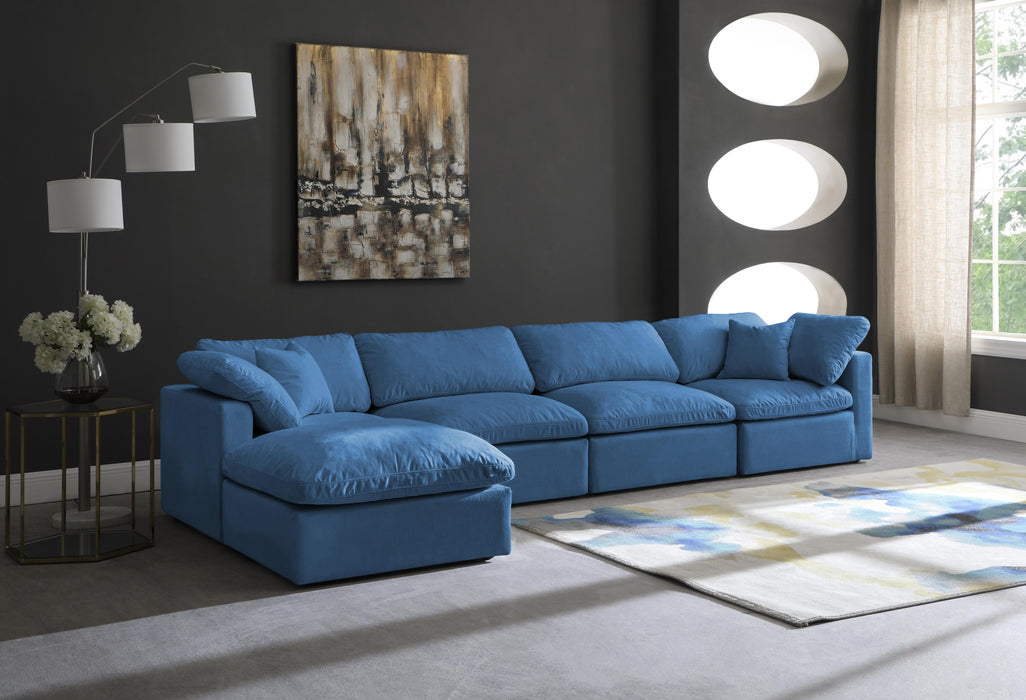 Plush Navy Velvet Standard Cloud Modular Sectional