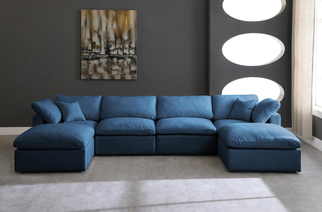 Plush Navy Velvet Standard Cloud Modular Sectional