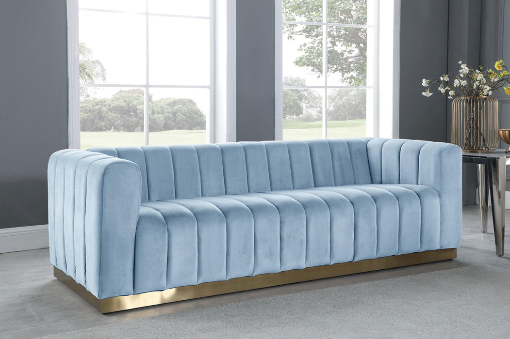 Marlon Sky Blue Velvet Sofa