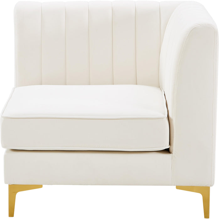 Alina Cream Velvet Corner Chair