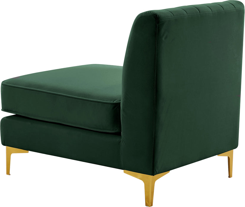 Alina Green Velvet Armless Chair