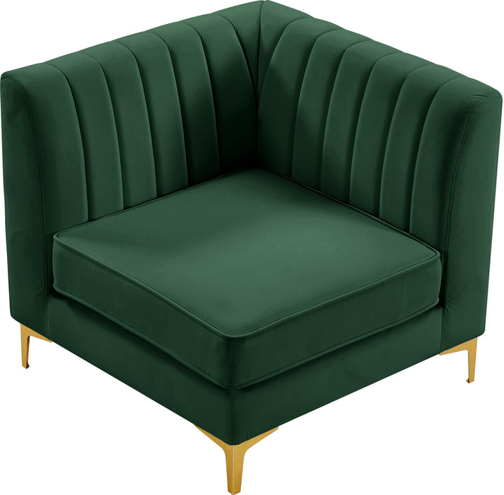 Alina Green Velvet Corner Chair