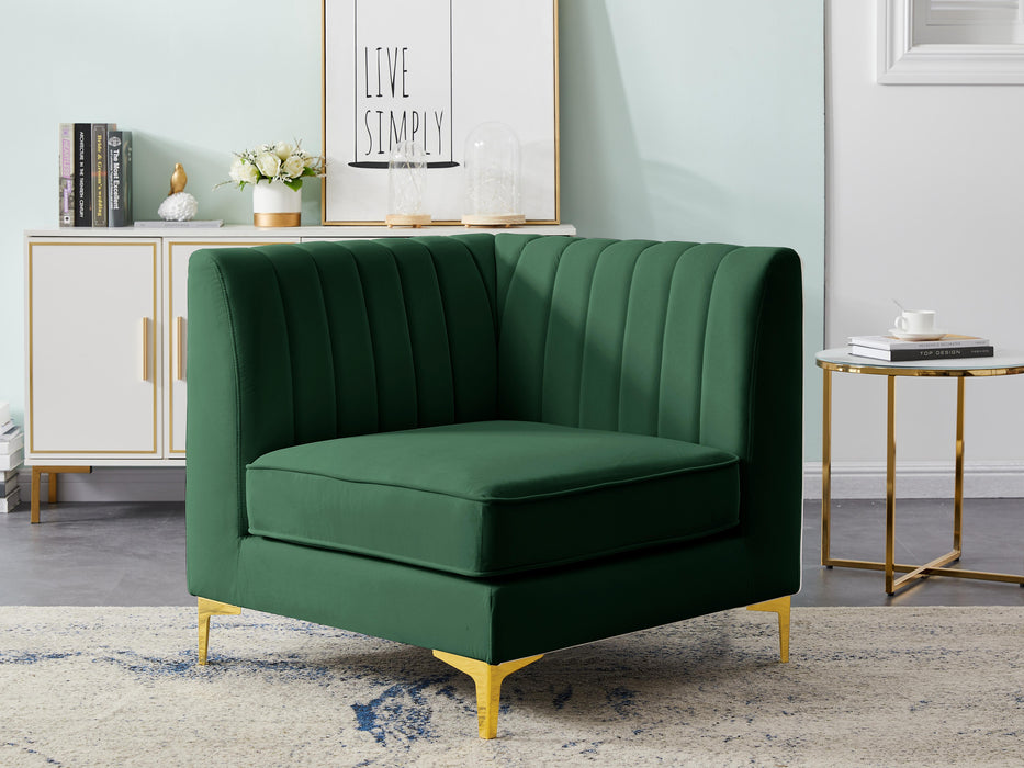 Alina Green Velvet Corner Chair