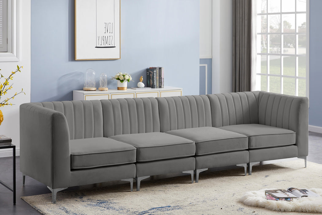 Alina Grey Velvet Modular Sofa