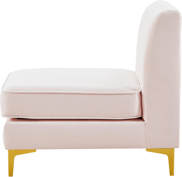 Alina Pink Velvet Armless Chair