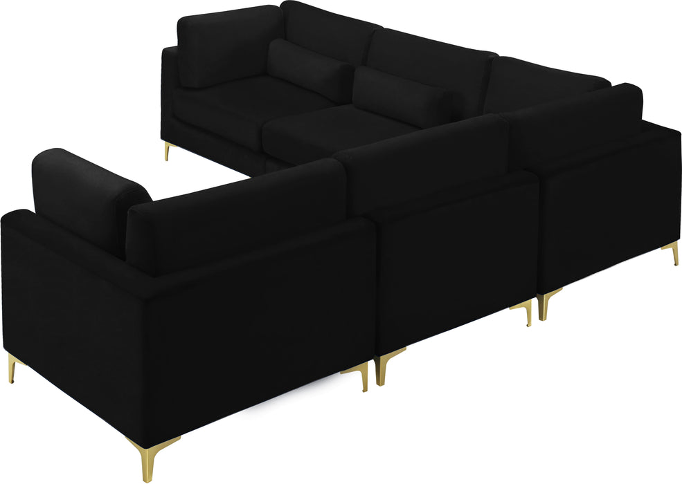 Julia Black Velvet Modular Sectional (5 Boxes)