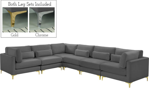 Julia Grey Velvet Modular Sectional (6 Boxes) image