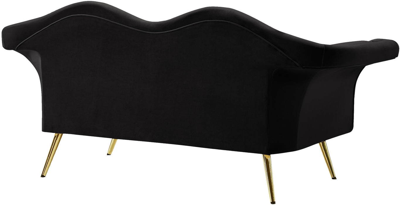 Lips Black Velvet Loveseat