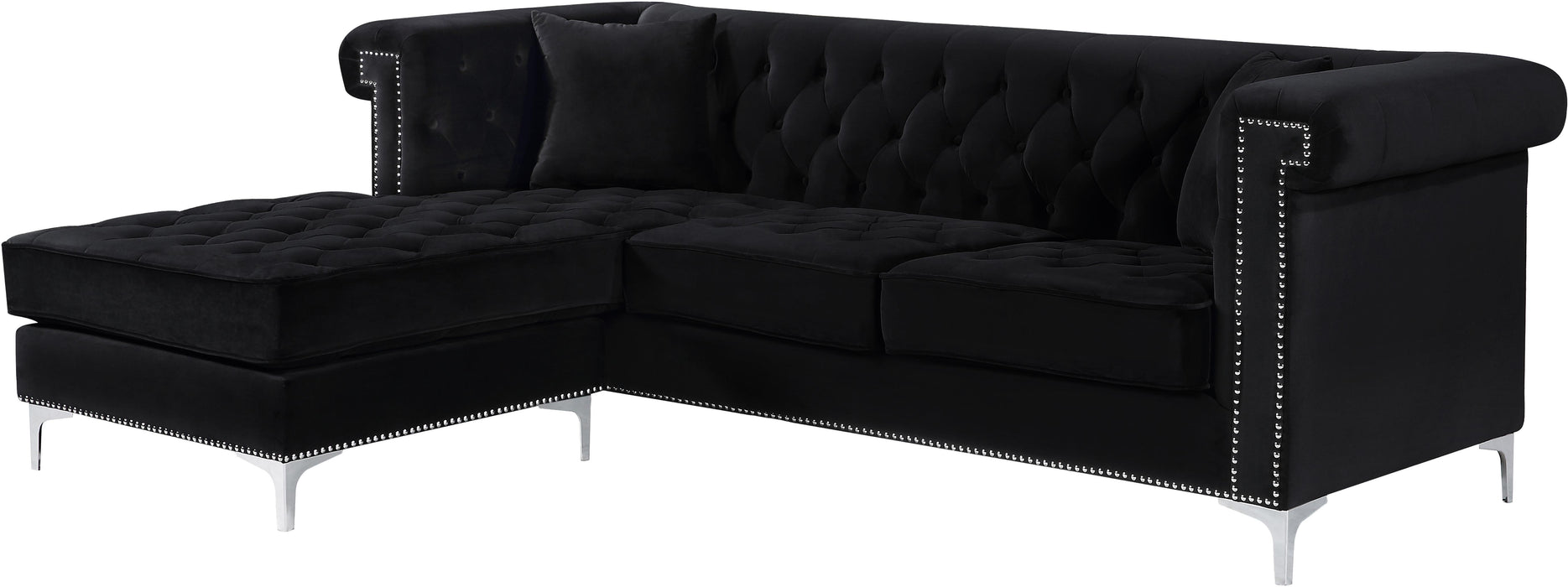 Damian Black Velvet 2pc. Reversible Sectional