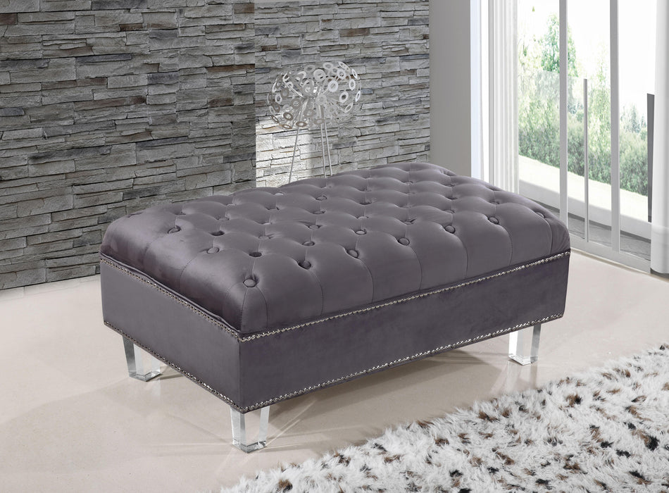 Lucas Grey Velvet Ottoman