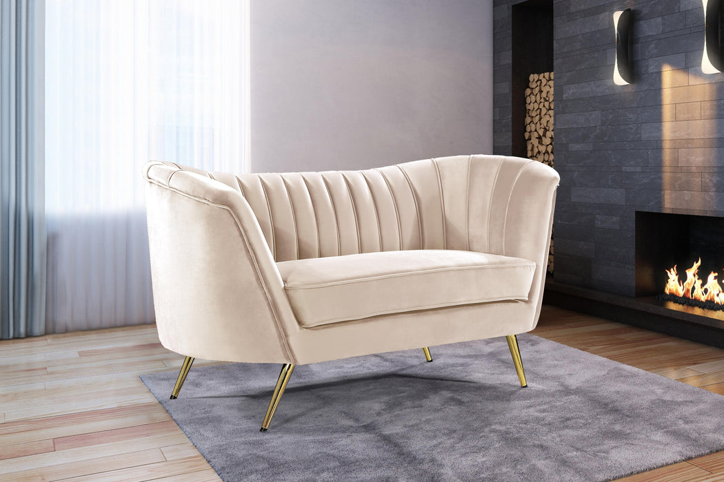 Margo Cream Velvet Loveseat