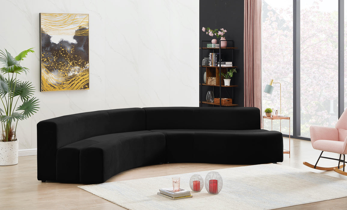 Curl Black Velvet 2pc. Sectional