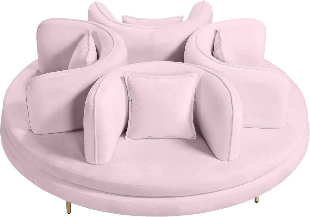 Circlet PInk Velvet Round Sofa Settee