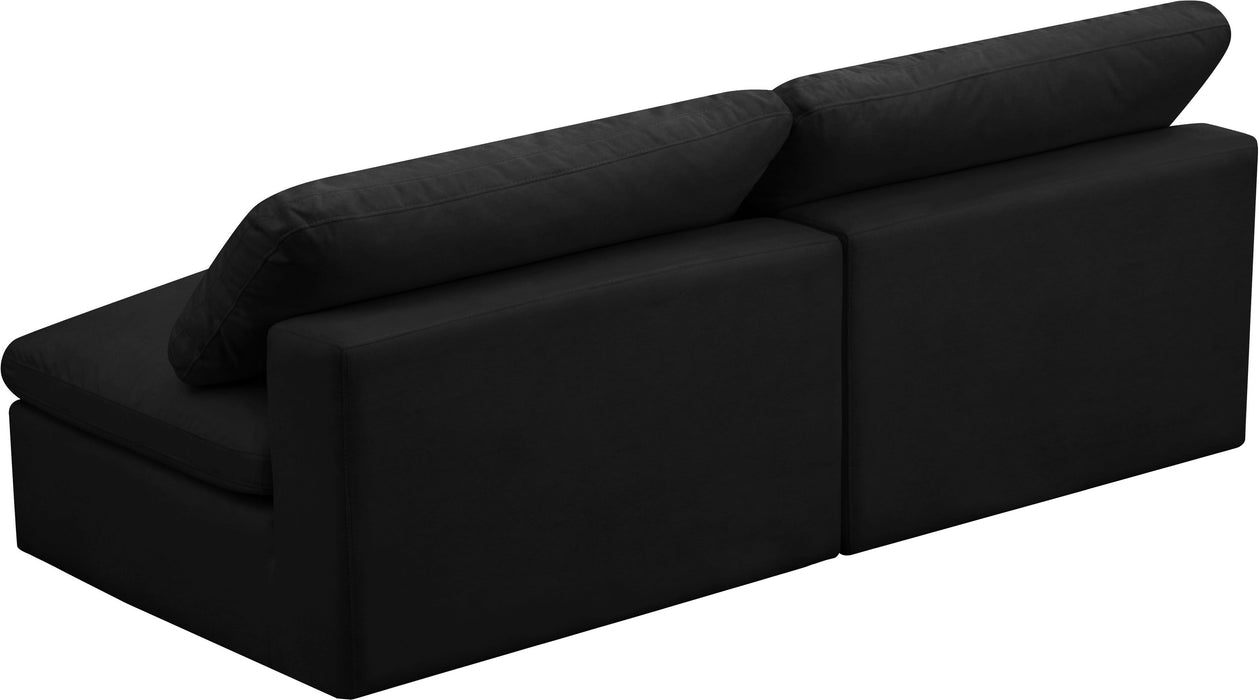 Cozy Black Velvet Cloud Modular Armless Sofa