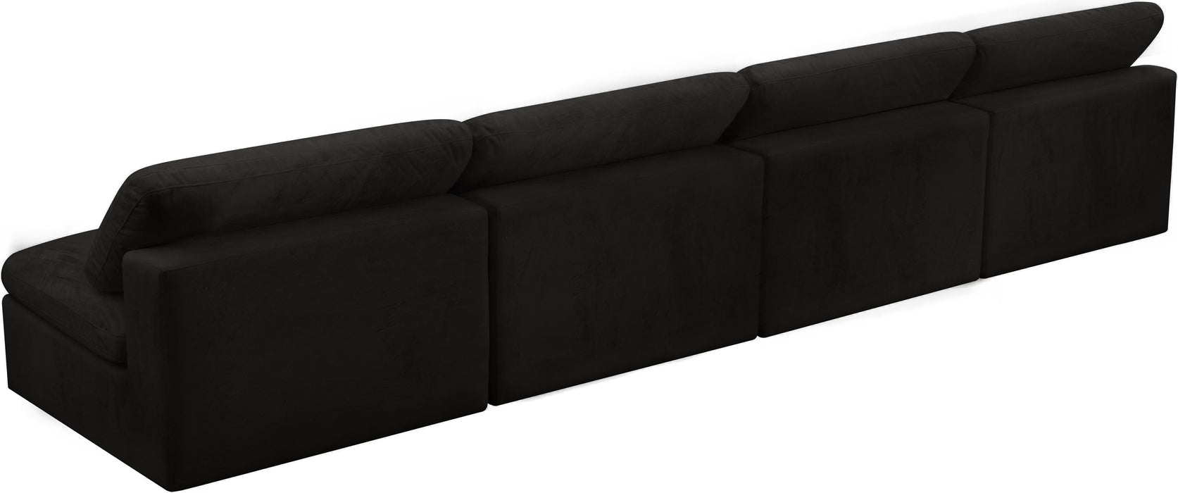 Cozy Black Velvet Cloud Modular Armless Sofa