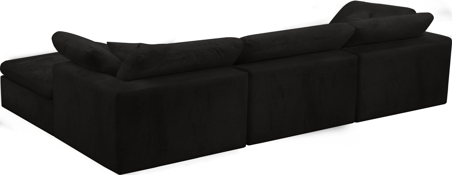 Cozy Black Velvet Cloud Modular Sectional