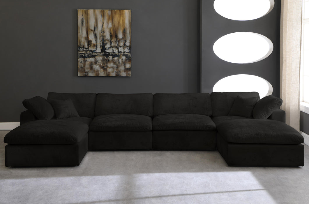 Cozy Black Velvet Cloud Modular Sectional