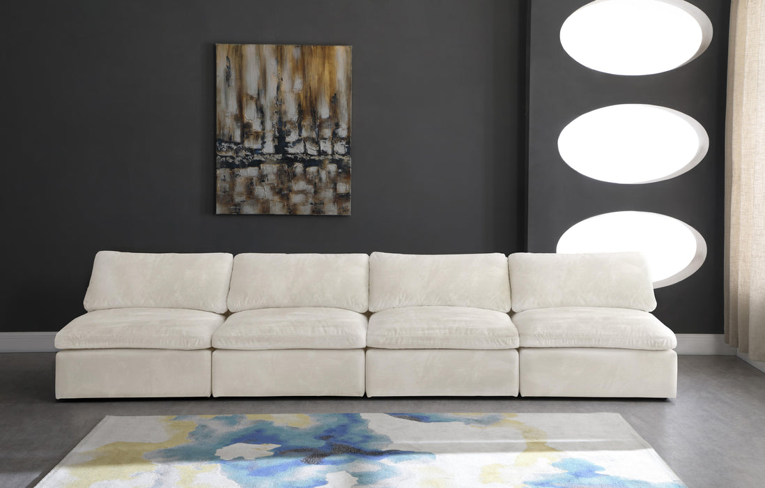 Cozy Cream Velvet Cloud Modular Armless Sofa