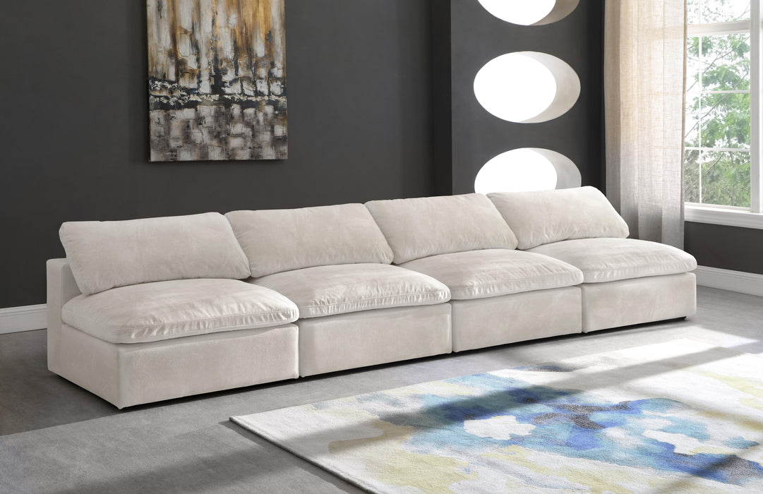 Cozy Cream Velvet Cloud Modular Armless Sofa