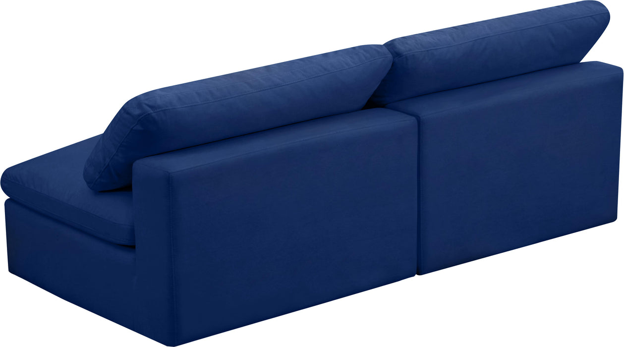 Cozy Navy Velvet Cloud Modular Armless Sofa