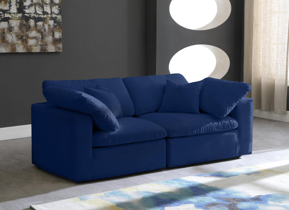 Cozy Navy Velvet Cloud Modular Sofa