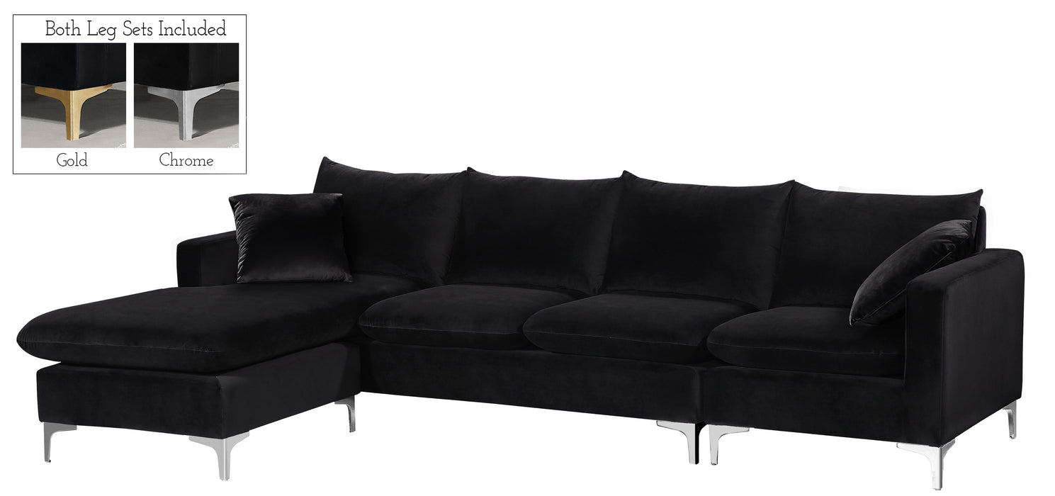 Naomi Black Velvet 2pc. Reversible Sectional