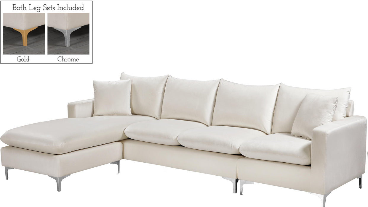 Naomi Cream Velvet 2pc. Reversible Sectional