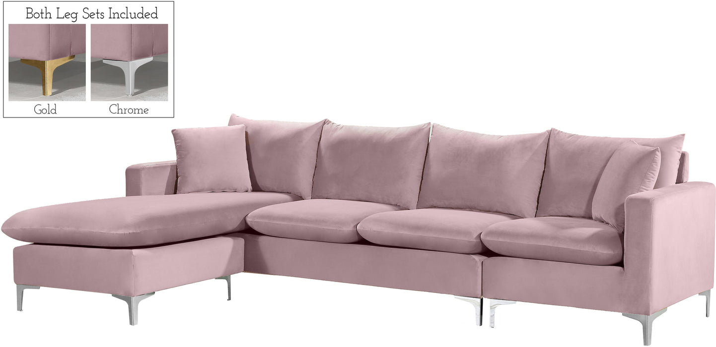 Naomi Pink Velvet 2pc. Reversible Sectional