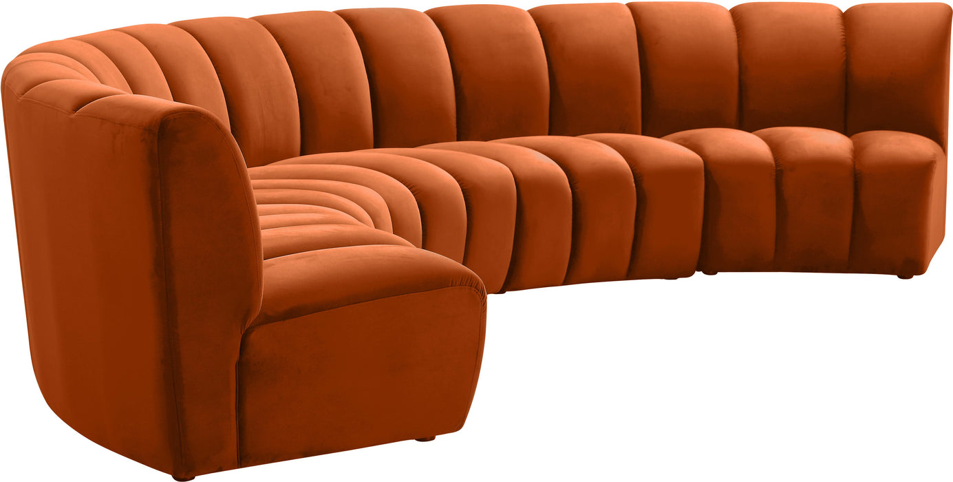 Infinity Cognac Velvet 5pc. Modular Sectional