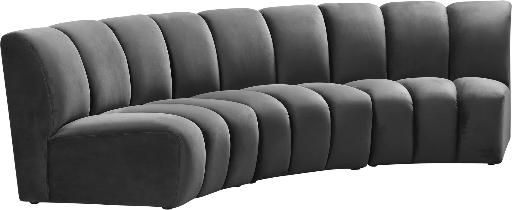 Infinity Grey Velvet 3pc. Modular Sectional