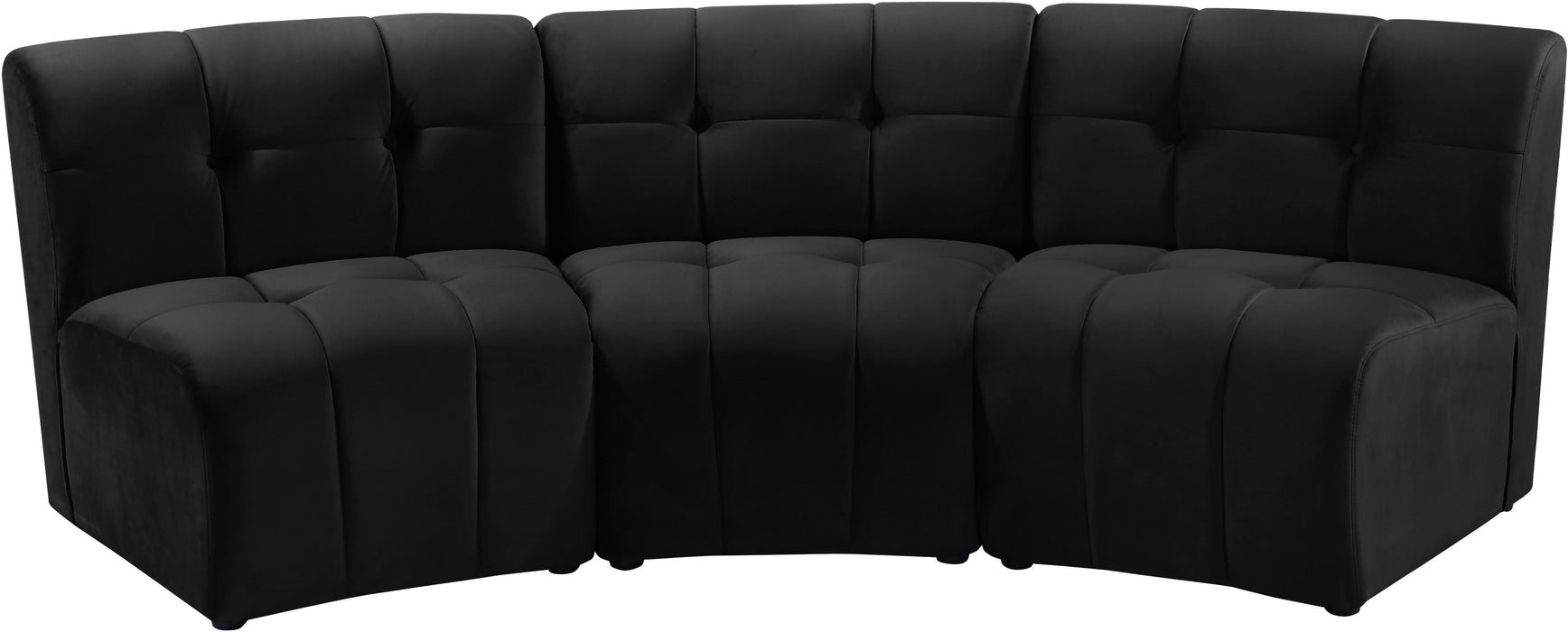 Limitless Black Velvet 3pc. Modular Sectional image