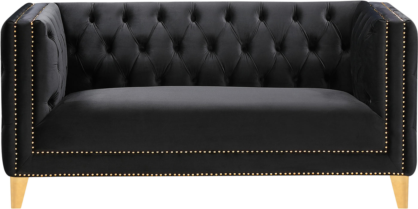 Michelle Black Velvet Loveseat