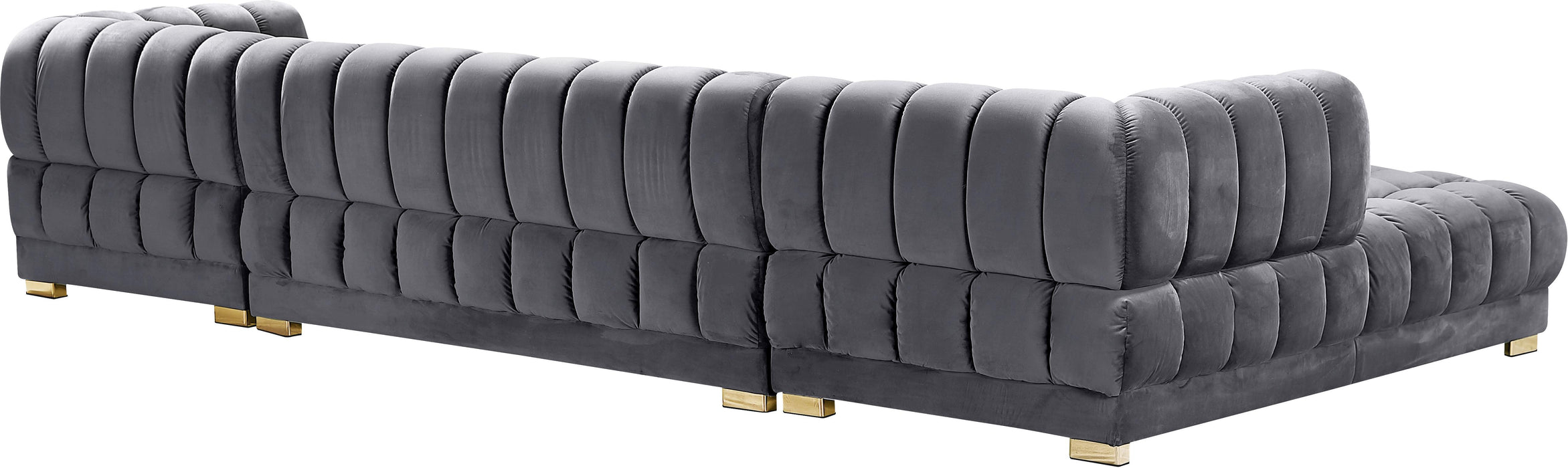 Gwen Grey Velvet 3pc. Sectional (3 Boxes)