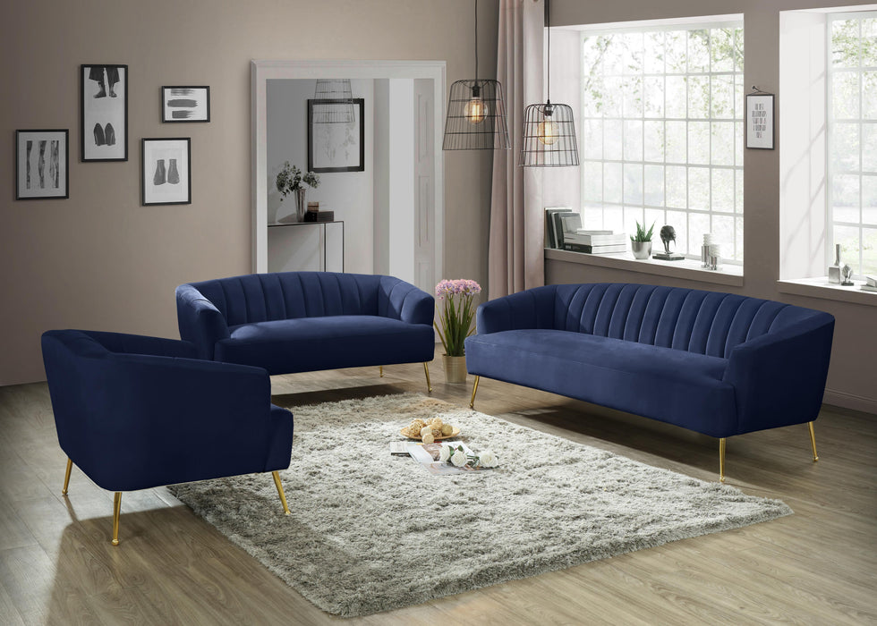 Tori Navy Velvet Loveseat