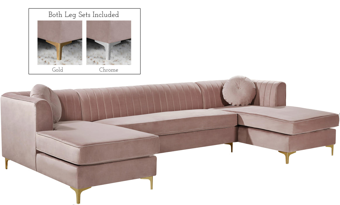 Graham Pink Velvet 3pc. Sectional image