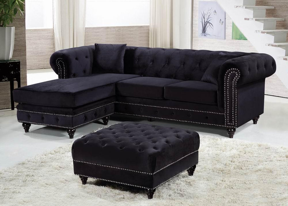 Sabrina Black Velvet 2pc. Reversible Sectional