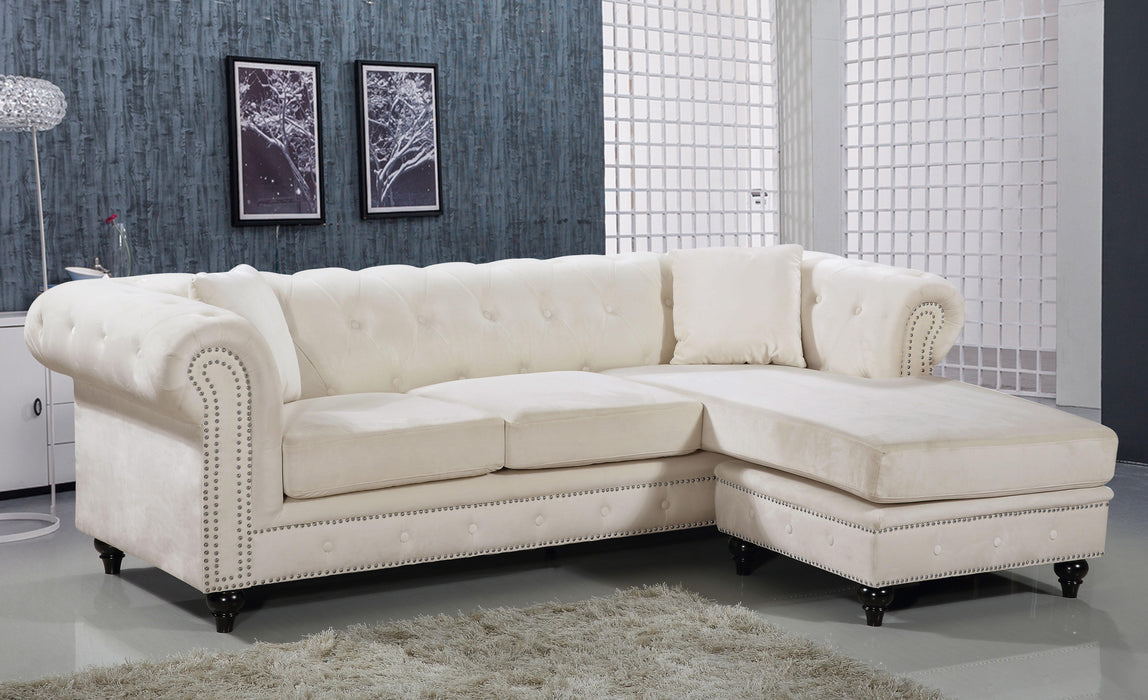 Sabrina Cream Velvet 2pc. Reversible Sectional