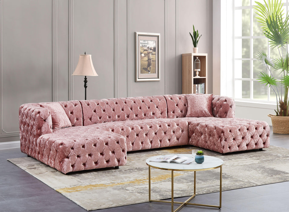 Coco Pink Velvet 3pc. Sectional (3 Boxes)