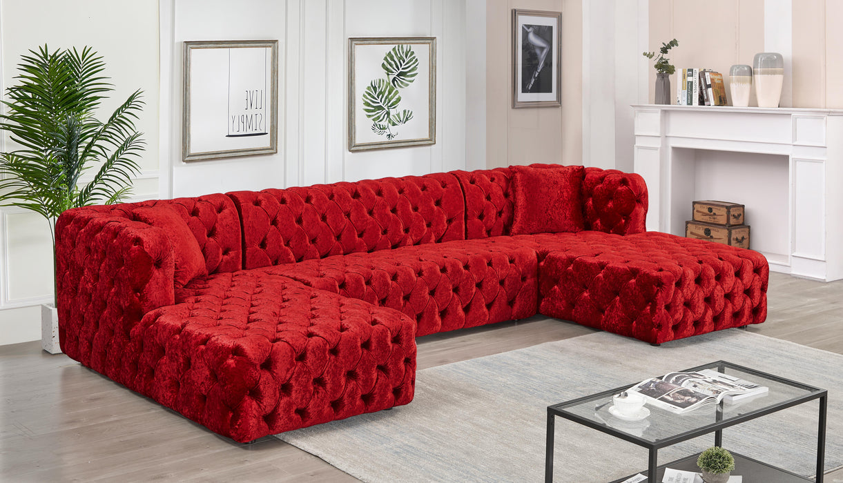 Coco Red Velvet 3pc. Sectional (3 Boxes)