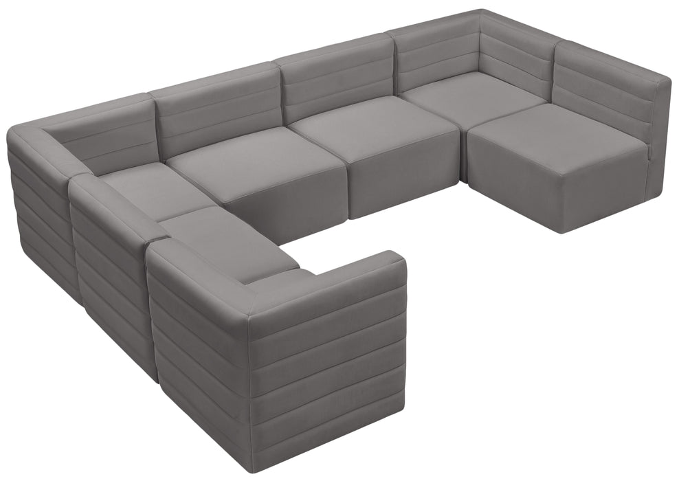 Quincy Grey Velvet Modular Sectional