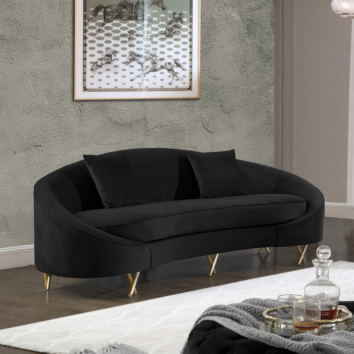 Serpentine Black Velvet Sofa