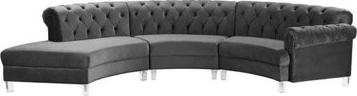 Anabella Grey Velvet 3pc. Sectional image