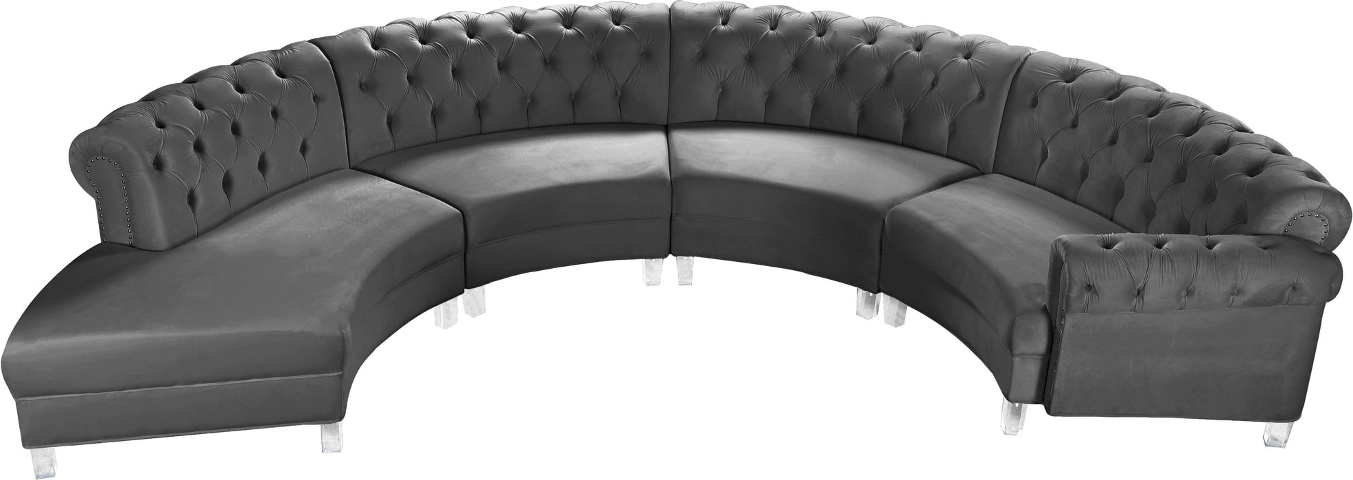 Anabella Grey Velvet 4pc. Sectional