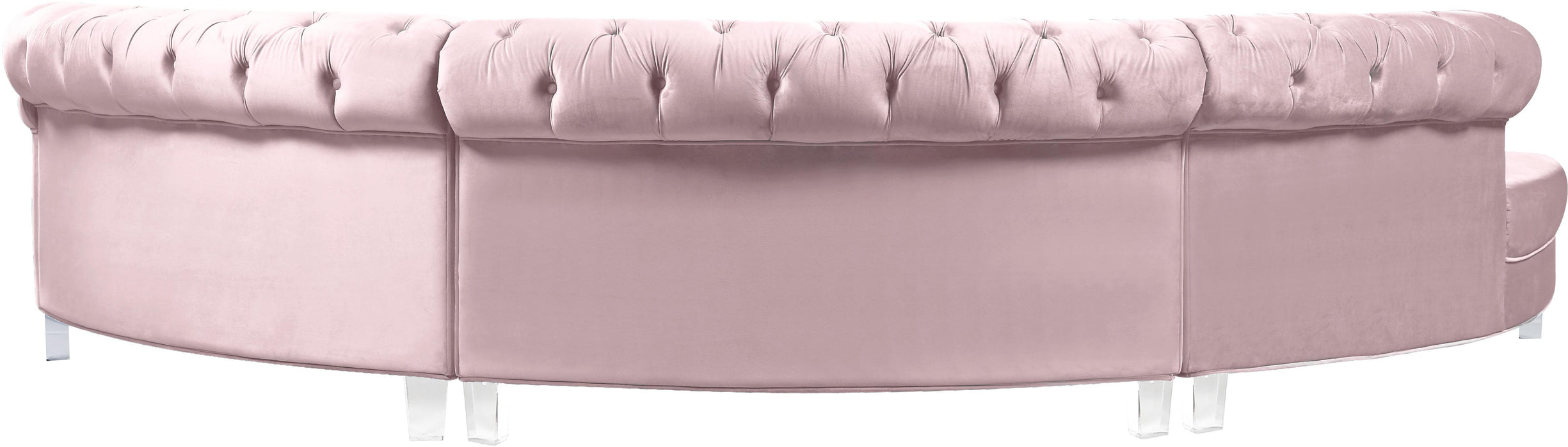 Anabella Pink Velvet 3pc. Sectional