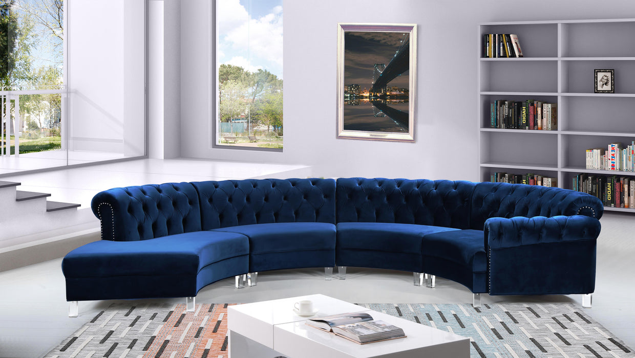 Anabella Navy Velvet 4pc. Sectional